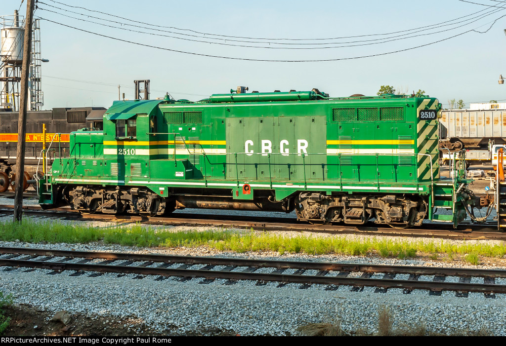 CBGR 2510, Council Bluffs Railway ex HBRY 2510, ex CNW 1637 at the IAIS shop service tracks